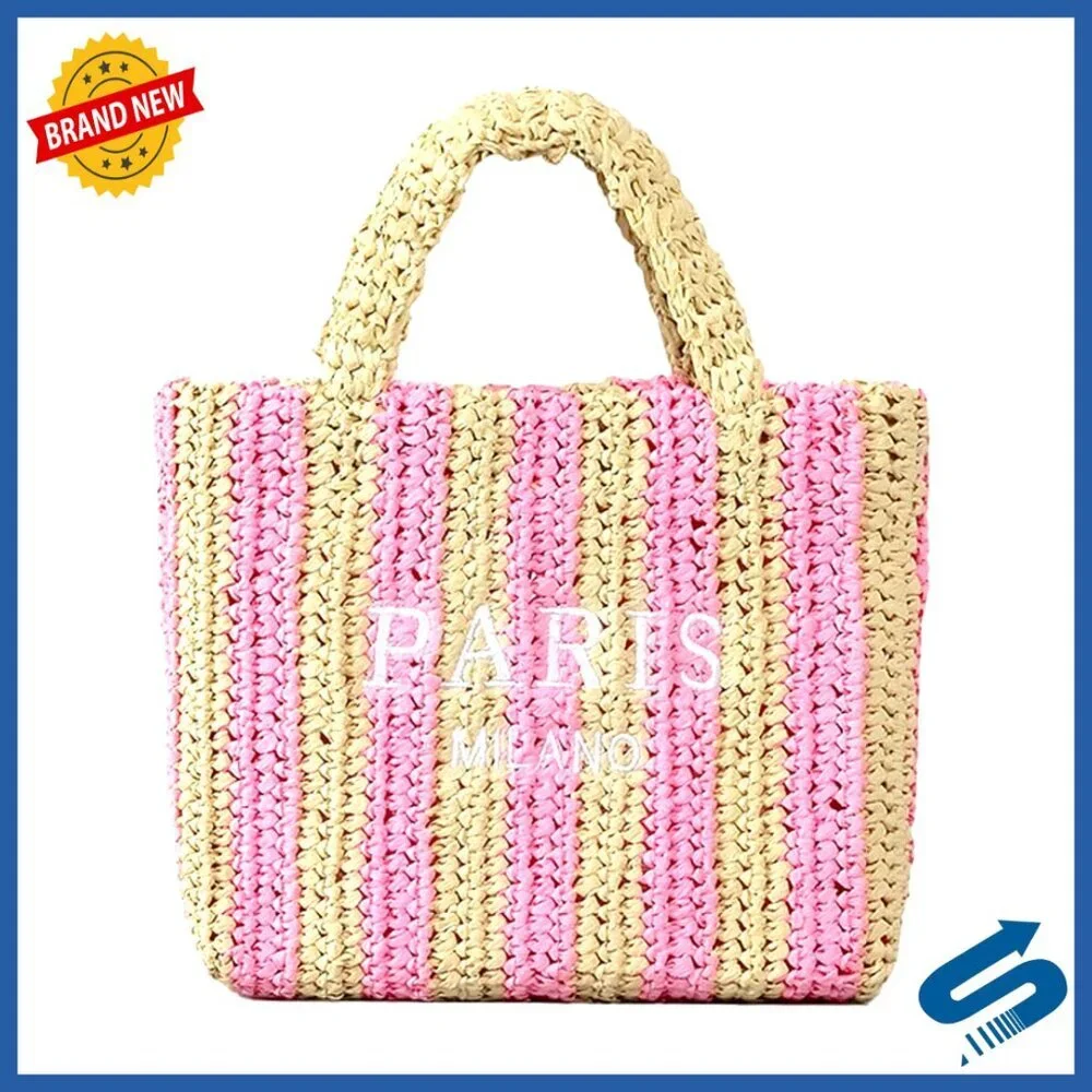 Woven Straw Tote Bag Boho Chic Summer Beach Hobo Shoulder Bag Travel